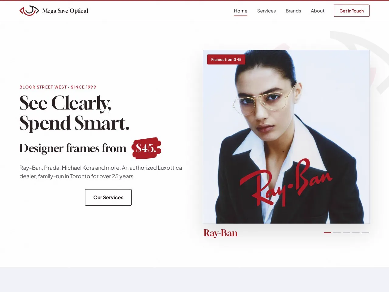 Mega Save Optical live website